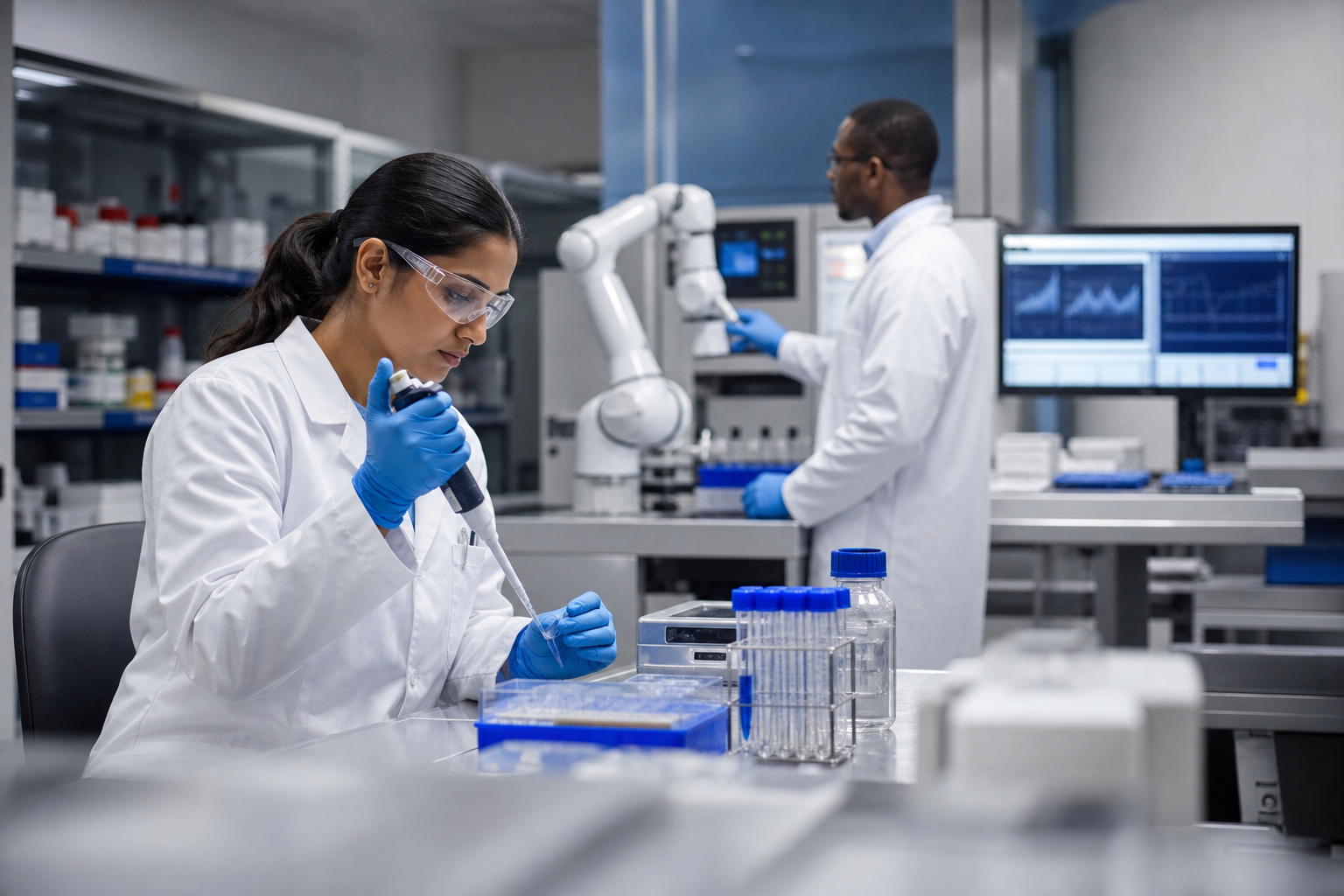 Scientists in the lab working on testing